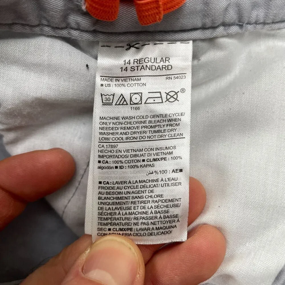 Old Navy Chino Shorts Boys Kids 14 Gray Flat Front Cotton Pockets Casual Outdoor